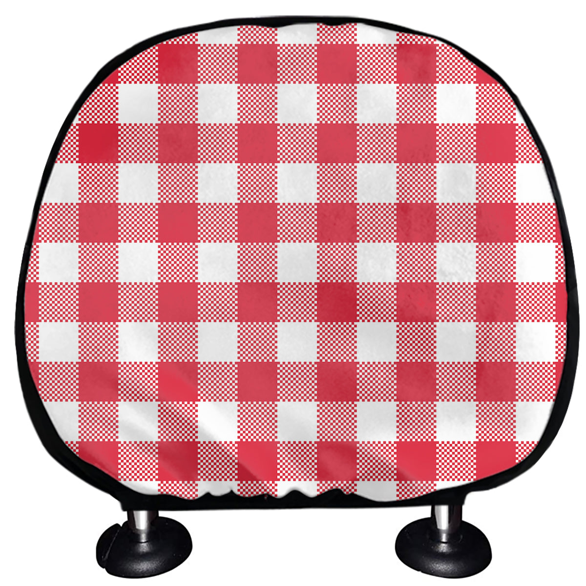 Raspberry Red And White Gingham Print Car Headrest Covers