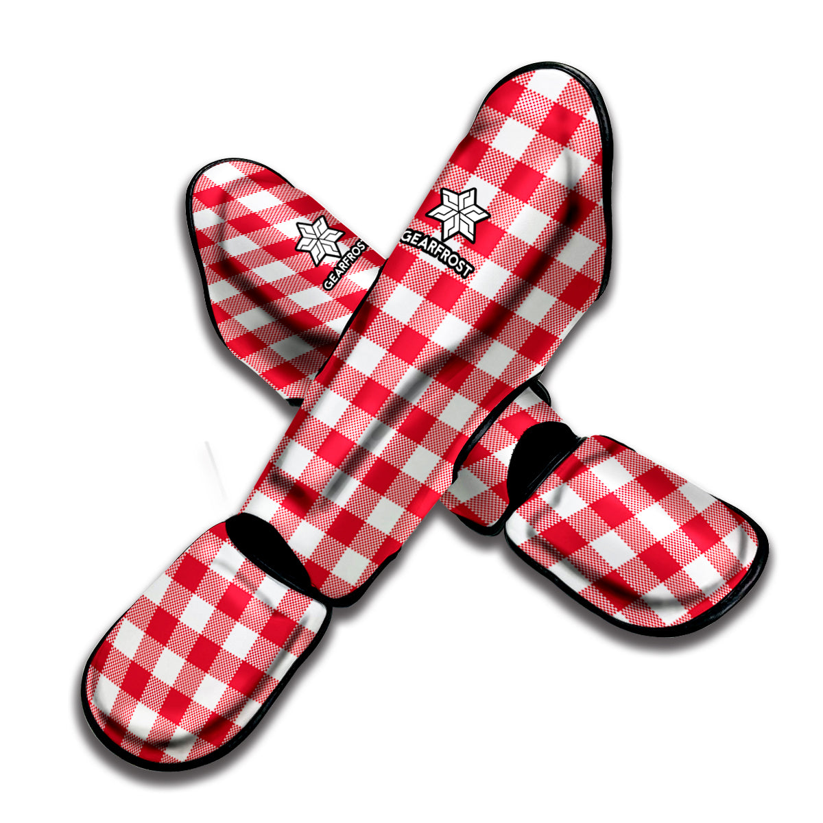 Raspberry Red And White Gingham Print Muay Thai Shin Guard