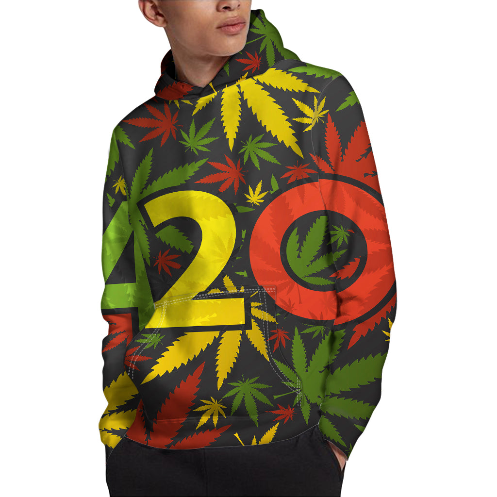 Rasta 420 Print Pullover Hoodie