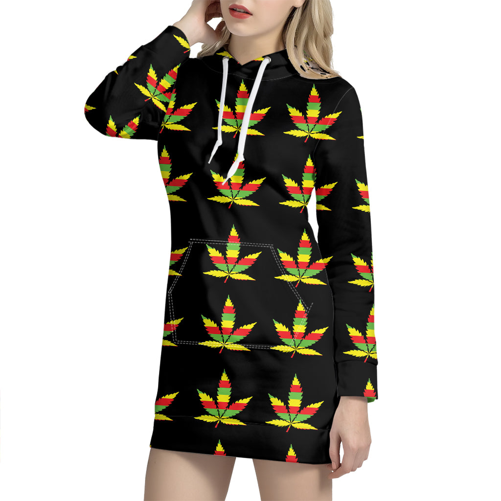 Rasta Flag Pattern Print Hoodie Dress