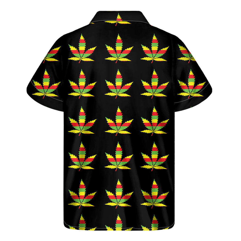 Rasta Flag Pattern Print Men's Short Sleeve Shirt