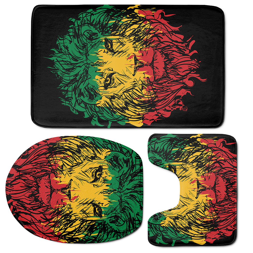 Rasta Lion Print 3 Piece Bath Mat Set