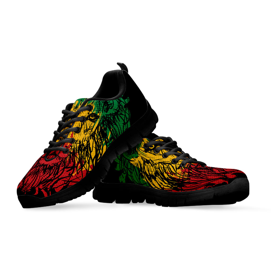 Rasta Lion Print Black Sneakers