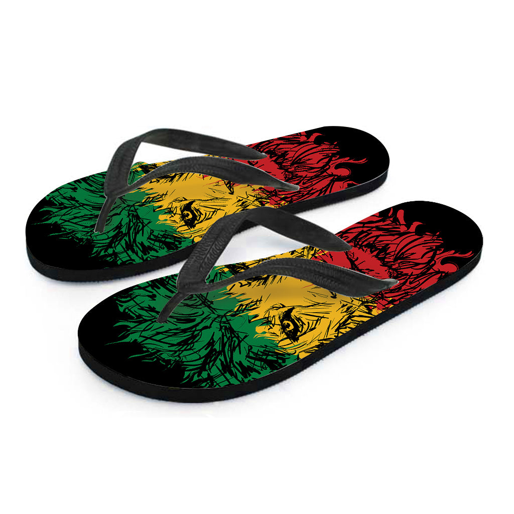Rasta Lion Print Flip Flops