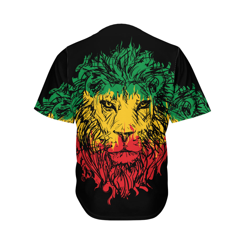 Rasta Lion Print Men's Baseball Jersey