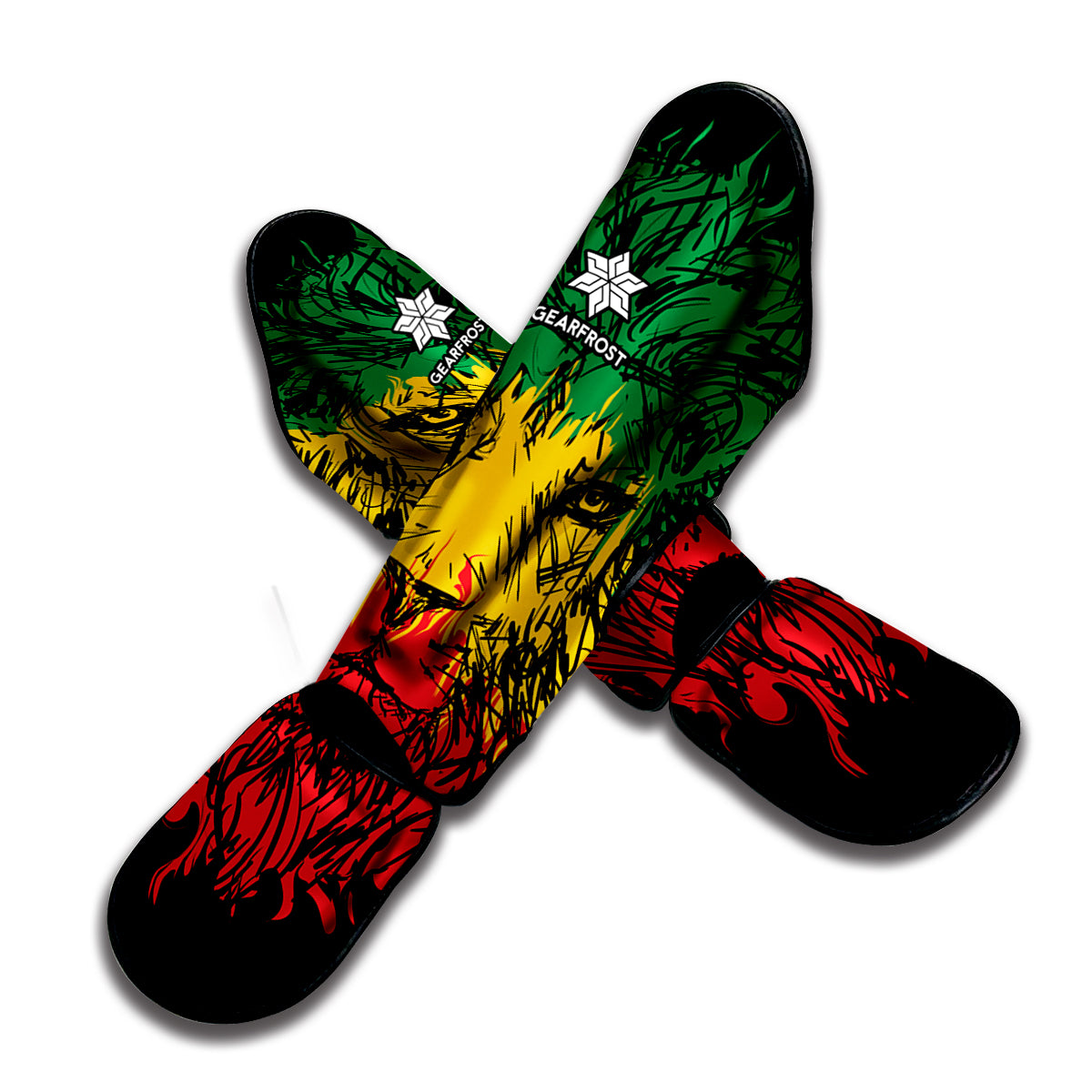 Rasta Lion Print Muay Thai Shin Guard