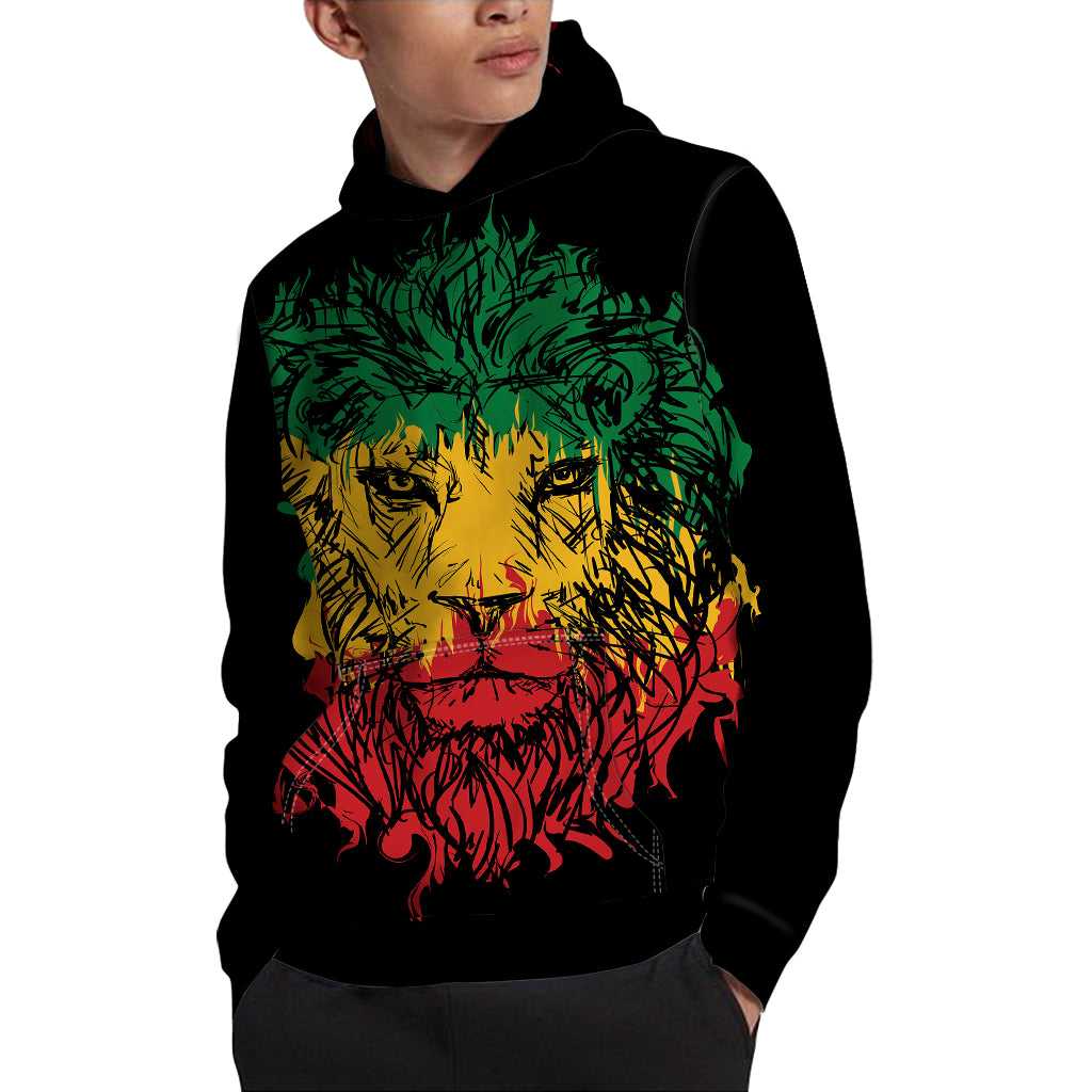 Rasta Lion Print Pullover Hoodie