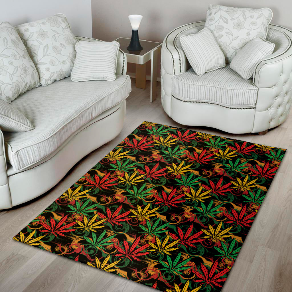 Rasta Marijuana Pattern Print Area Rug