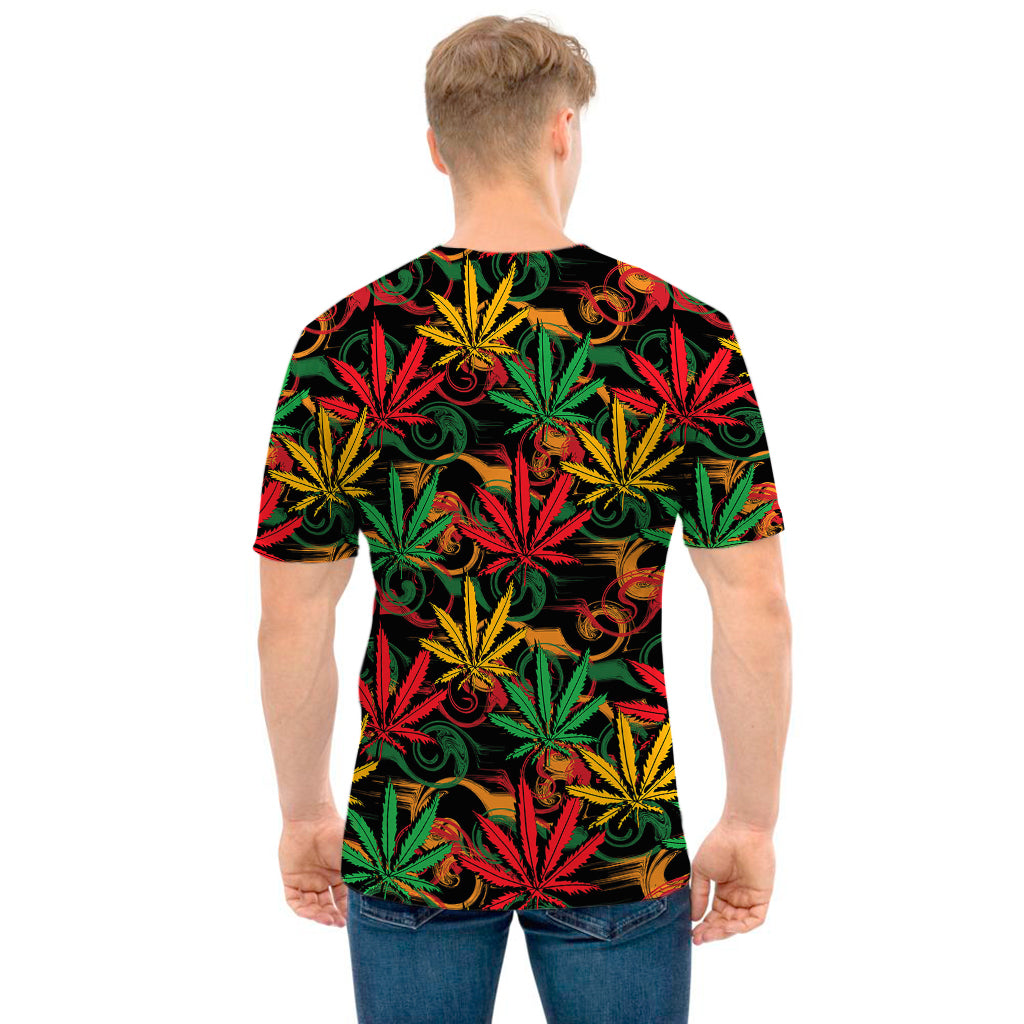 Rasta Marijuana Pattern Print Men's T-Shirt