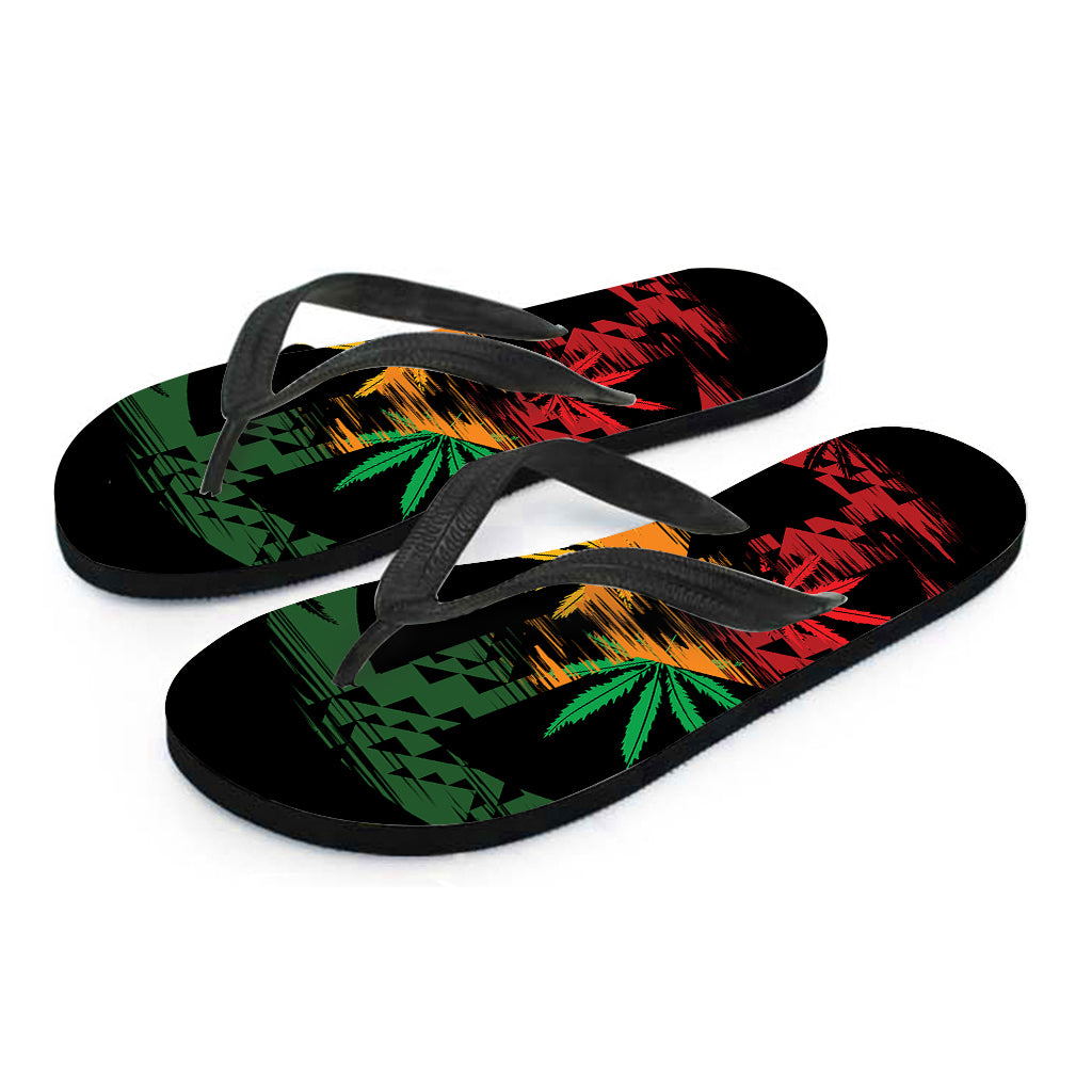 Rasta Peace Sign Print Flip Flops
