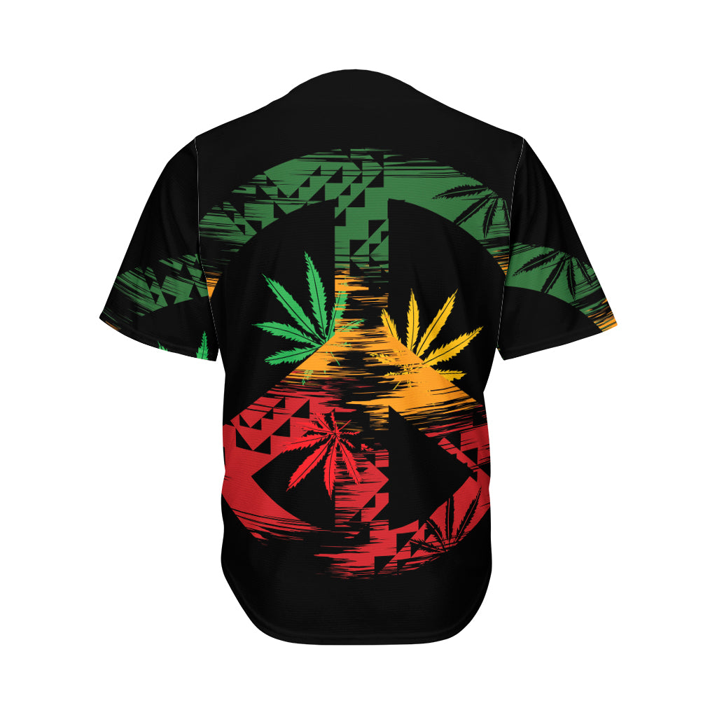 Rasta Peace Sign Print Men's Baseball Jersey