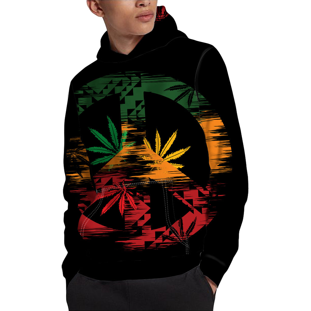 Rasta Peace Sign Print Pullover Hoodie