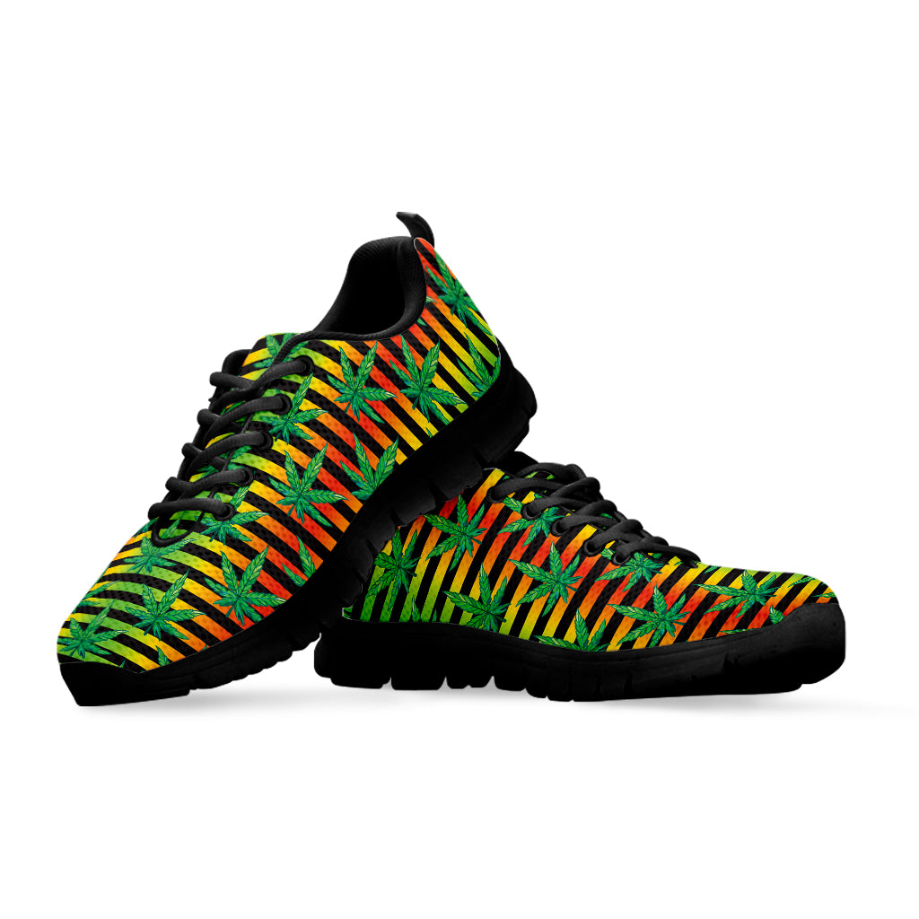 Rasta Striped Pattern Print Black Sneakers