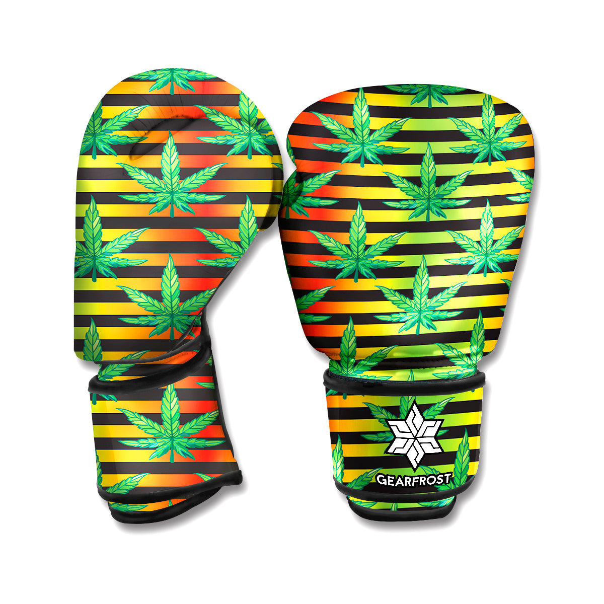 Rasta Striped Pattern Print Boxing Gloves
