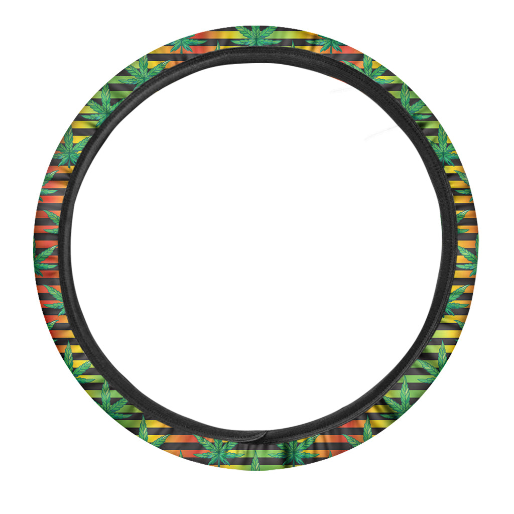 Rasta Striped Pattern Print Car Steering Wheel Cover