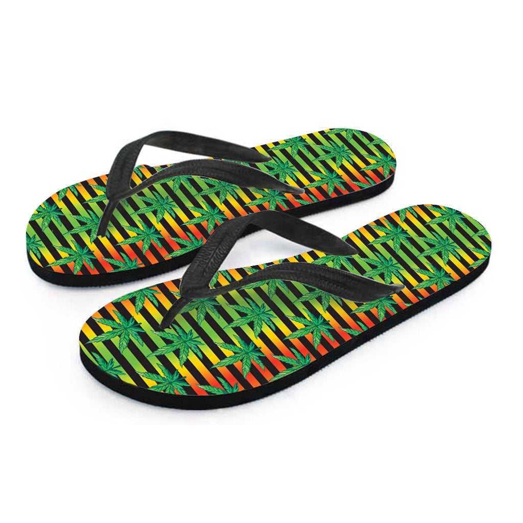 Rasta Striped Pattern Print Flip Flops