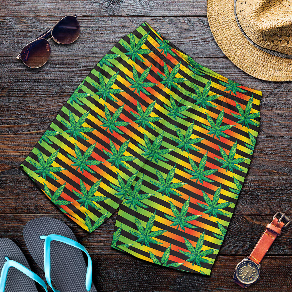 Rasta Striped Pattern Print Men's Shorts