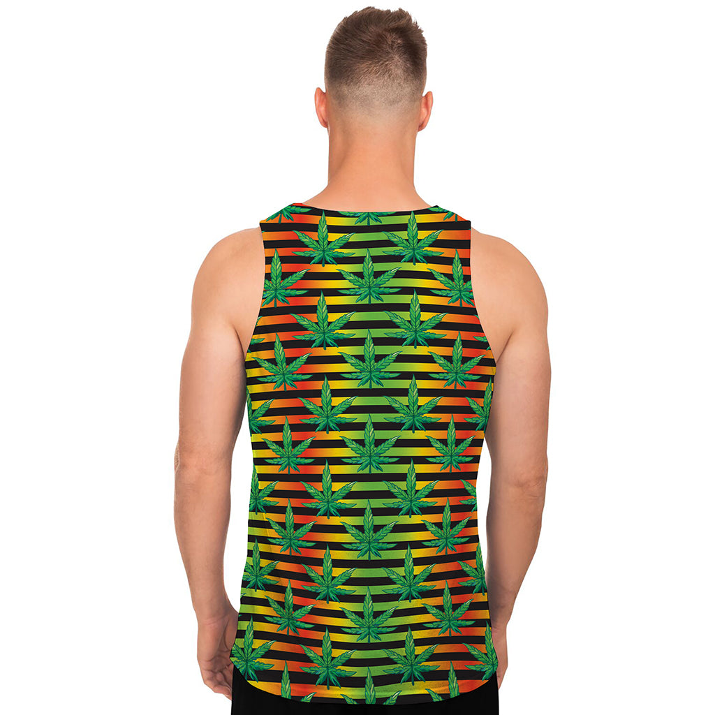 Rasta Striped Pattern Print Men's Tank Top