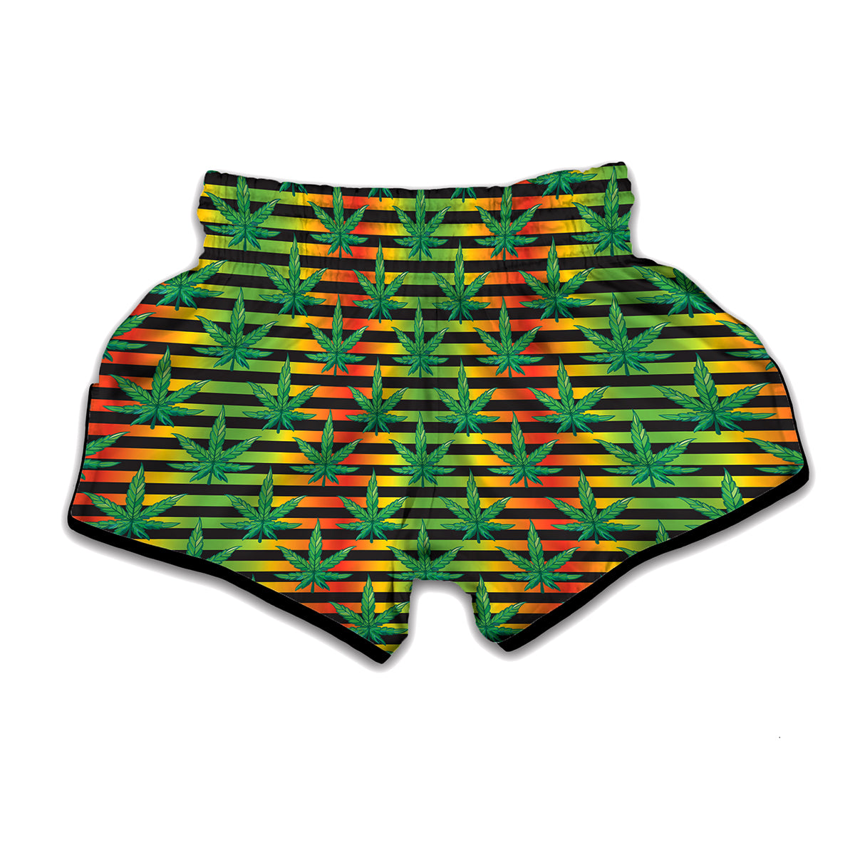 Rasta Striped Pattern Print Muay Thai Boxing Shorts
