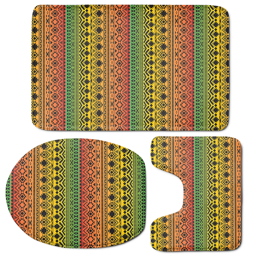 Rasta Tribal Pattern Print 3 Piece Bath Mat Set