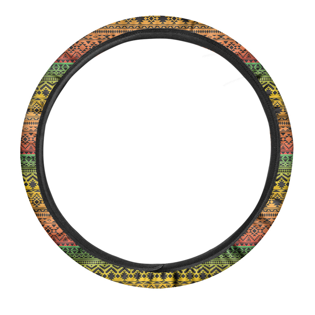 Rasta Tribal Pattern Print Car Steering Wheel Cover