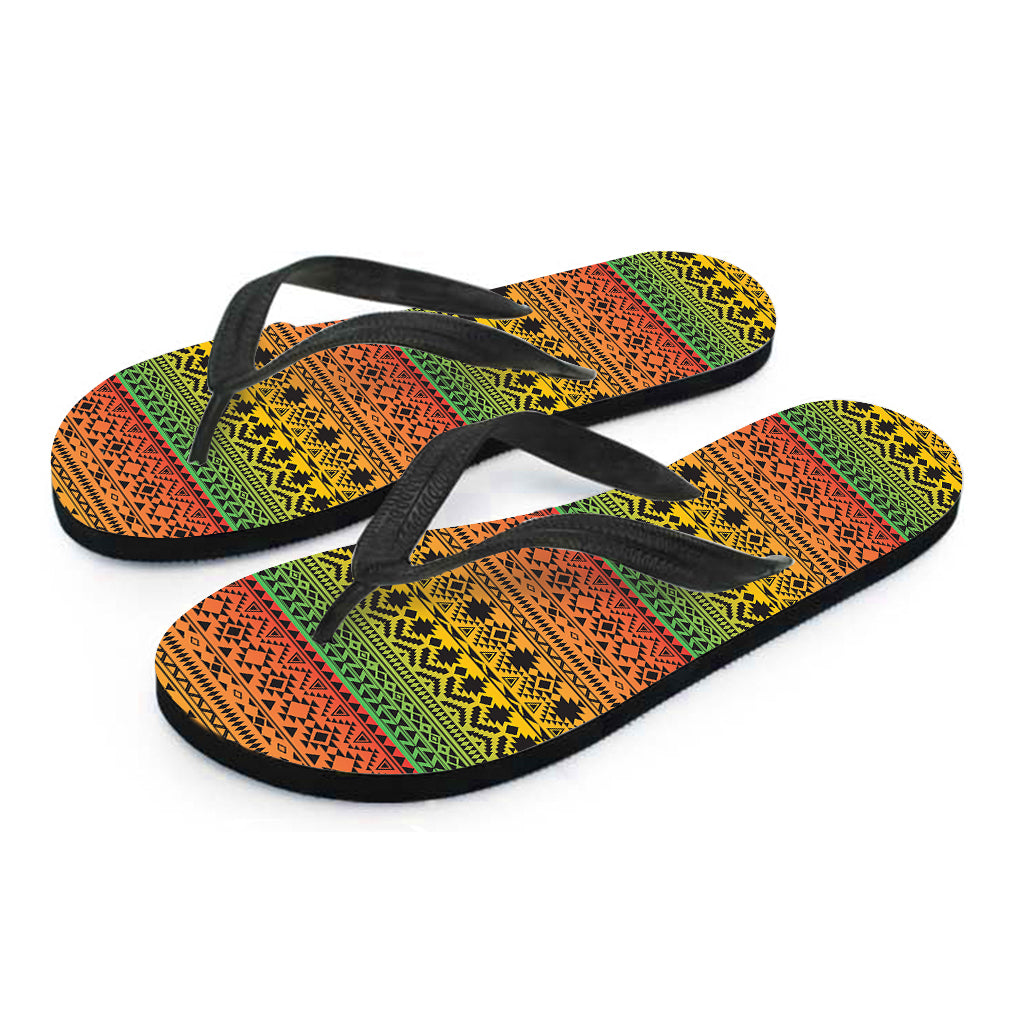 Rasta Tribal Pattern Print Flip Flops
