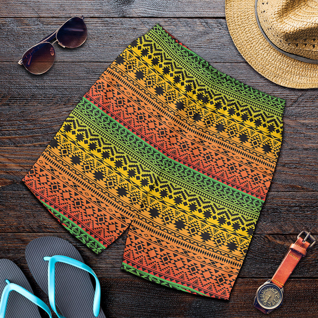 Rasta Tribal Pattern Print Men's Shorts