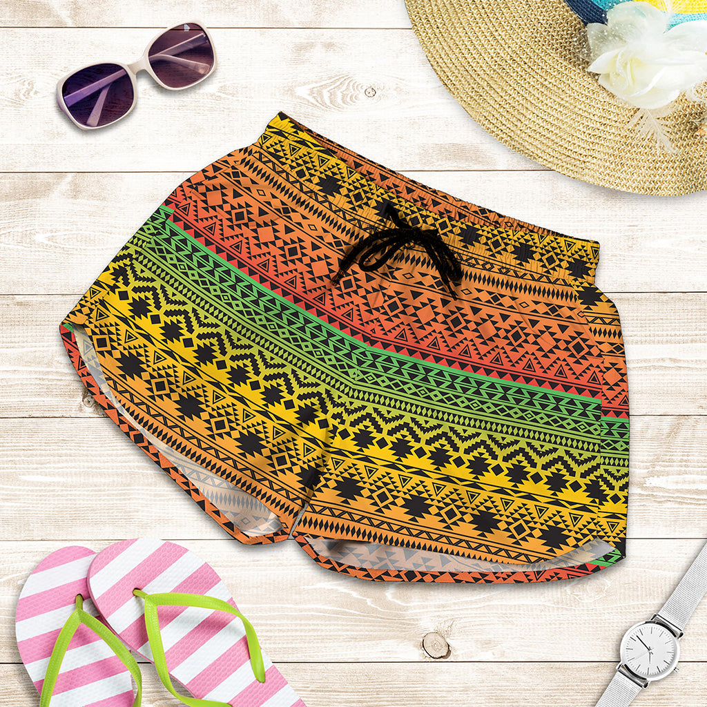 Rasta Tribal Pattern Print Women's Shorts