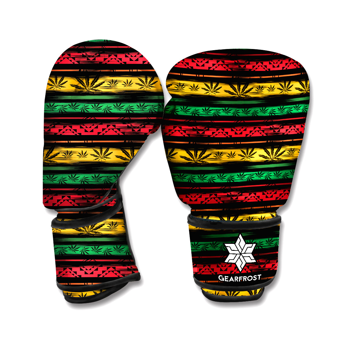 Rastafarian Hemp Pattern Print Boxing Gloves