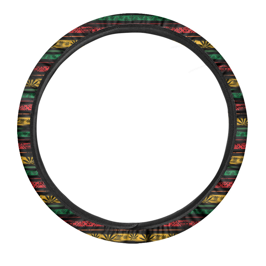 Rastafarian Hemp Pattern Print Car Steering Wheel Cover