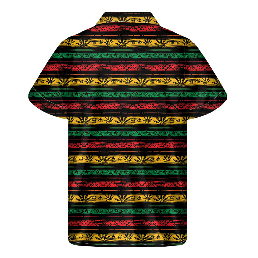 Rastafarian Hemp Pattern Print Men's Short Sleeve Shirt