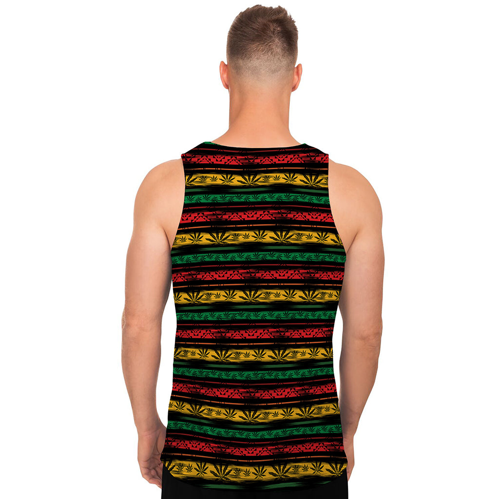 Rastafarian Hemp Pattern Print Men's Tank Top