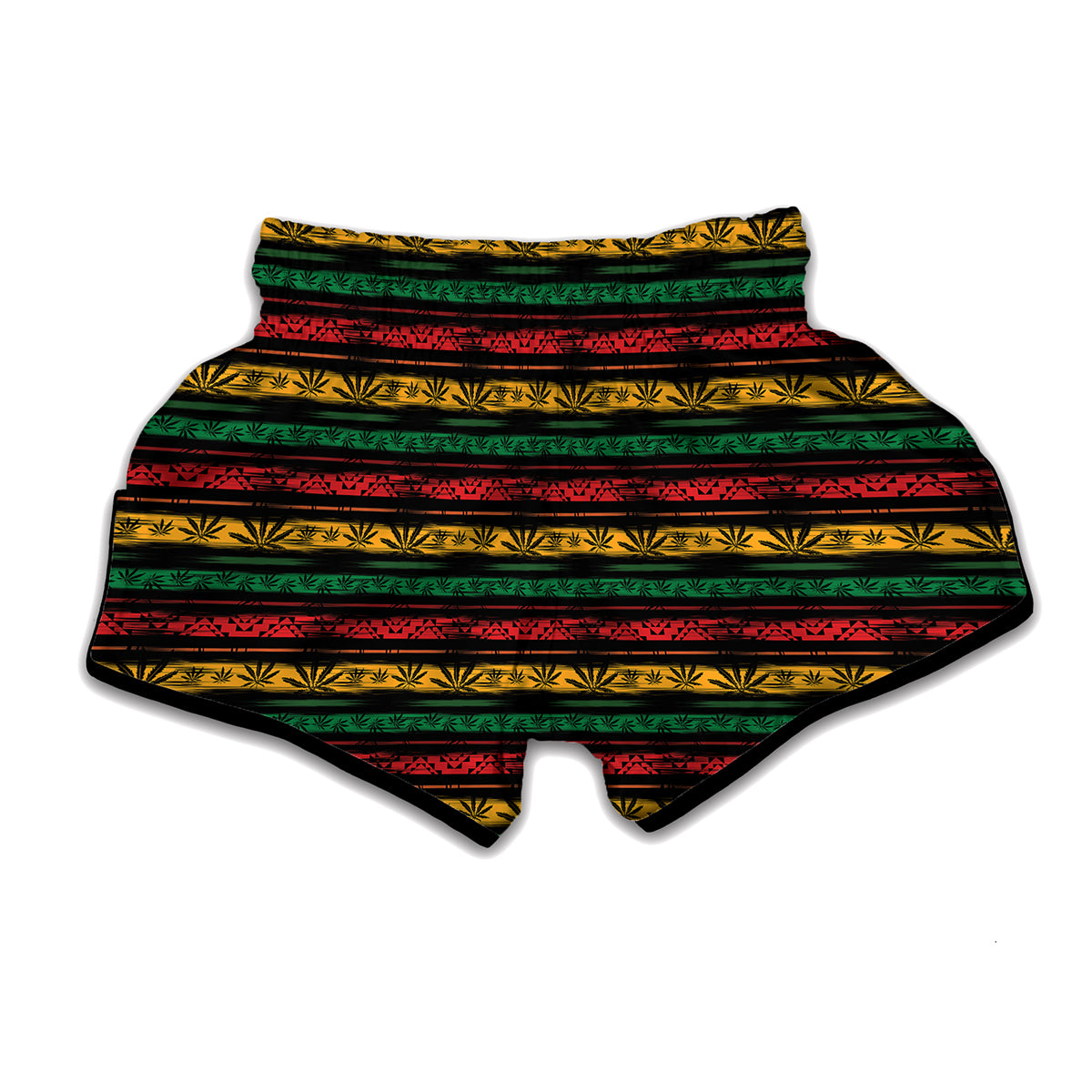 Rastafarian Hemp Pattern Print Muay Thai Boxing Shorts