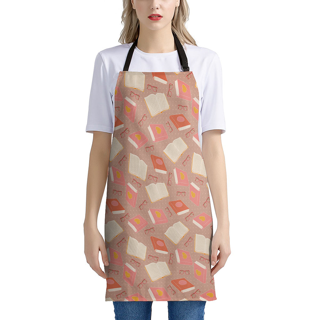 Reading Books And Glasses Pattern Print Apron