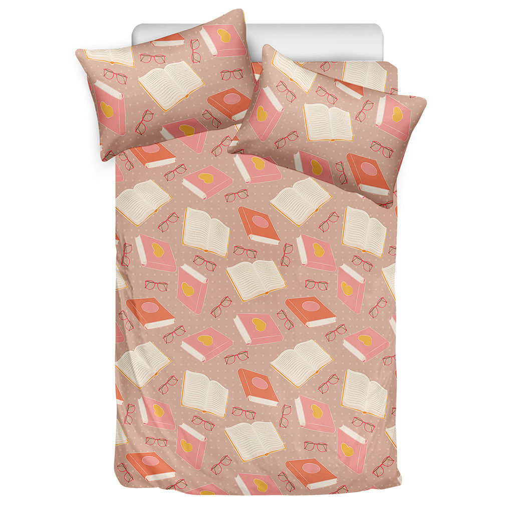 Reading Books And Glasses Pattern Print Duvet Cover Bedding Set