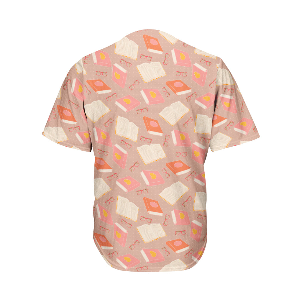 Reading Books And Glasses Pattern Print Men's Baseball Jersey
