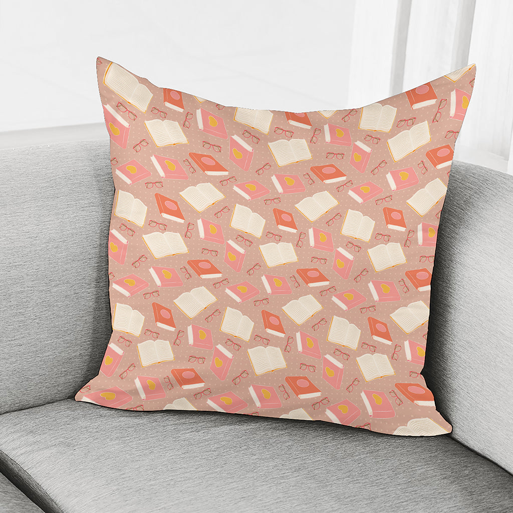 Reading Books And Glasses Pattern Print Pillow Cover