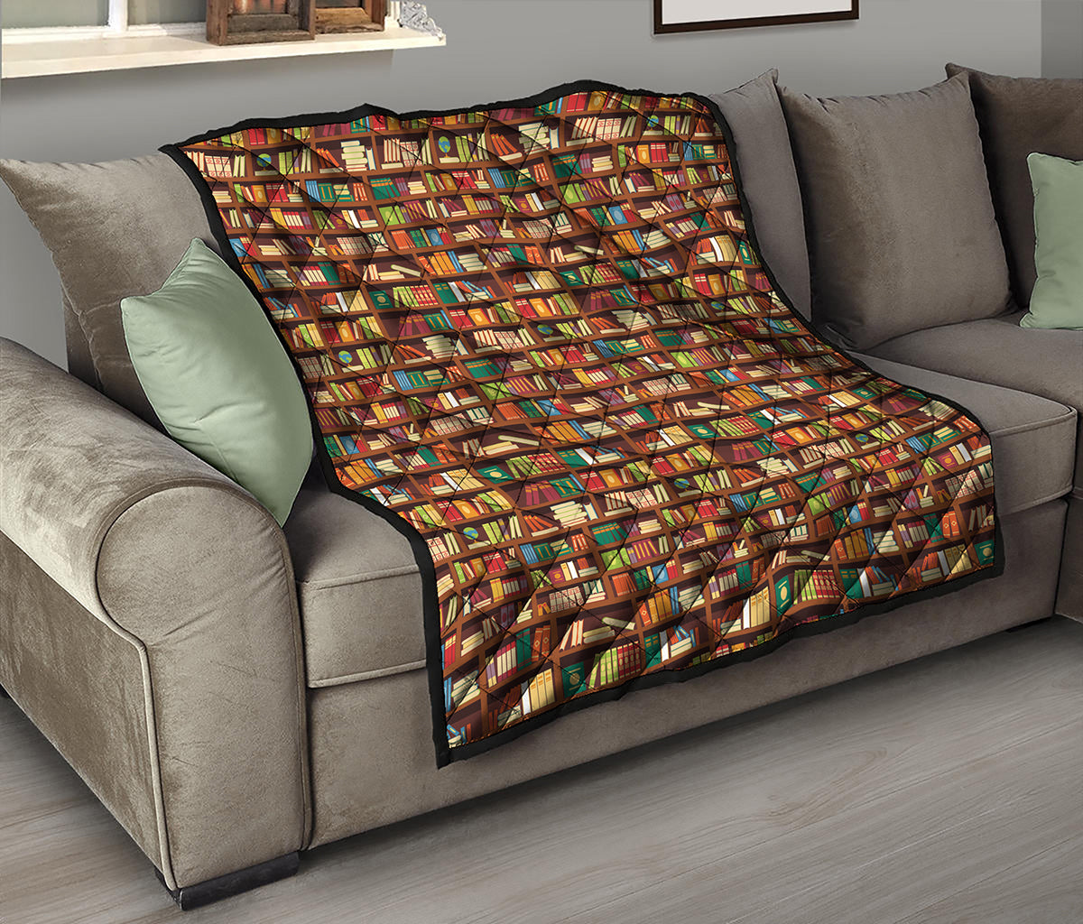 Reading Library Pattern Print Quilt