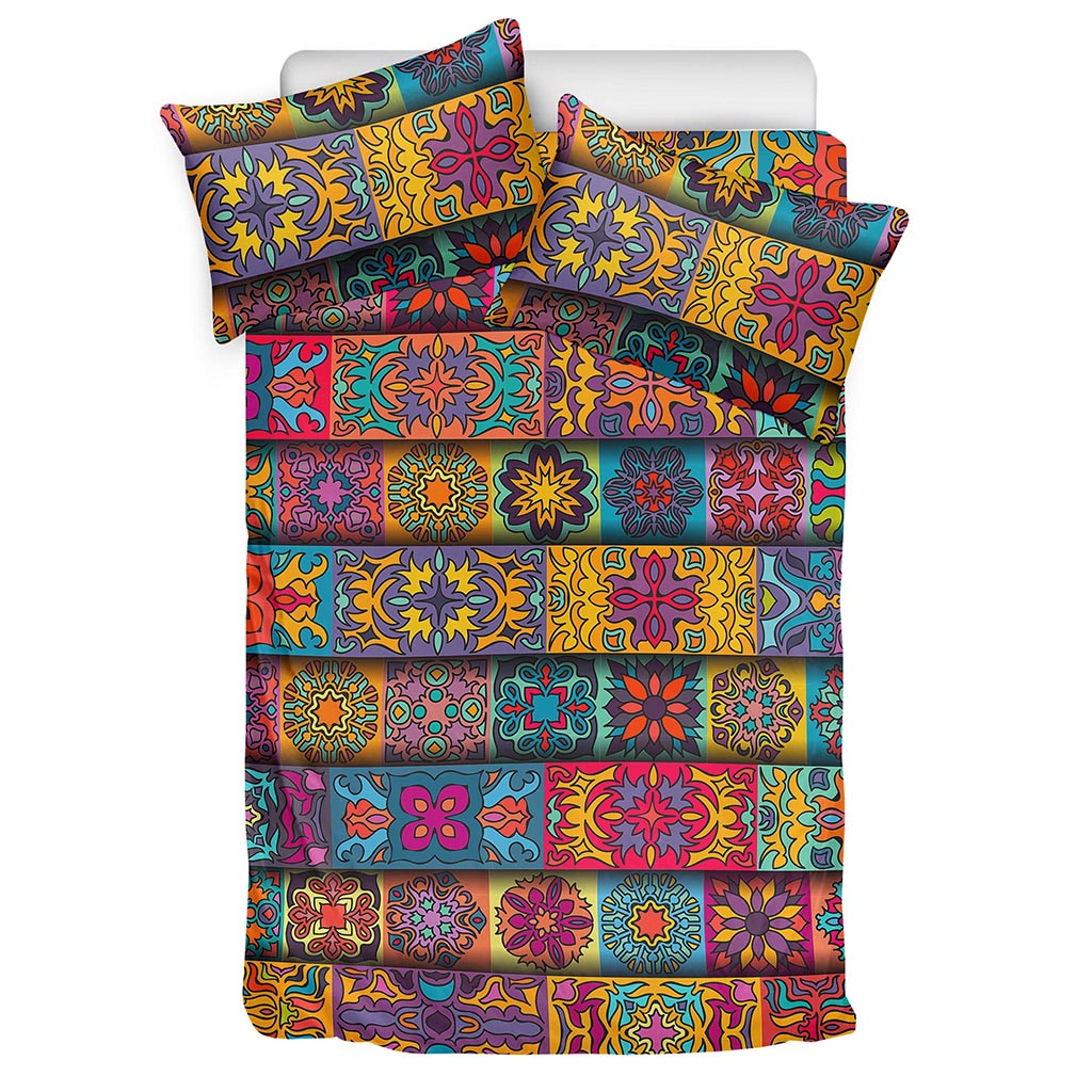 Rectangle Mandala Bohemian Pattern Print Duvet Cover Bedding Set