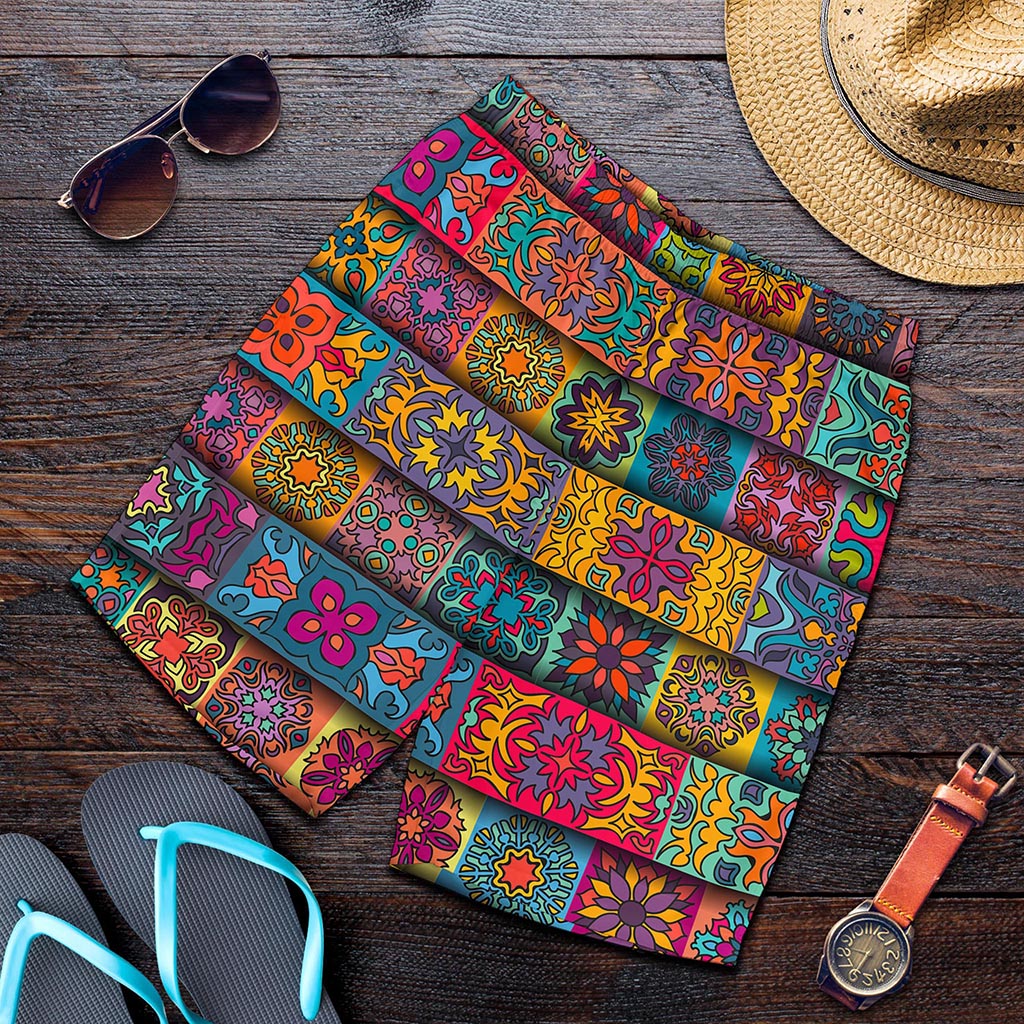 Rectangle Mandala Bohemian Pattern Print Men's Shorts