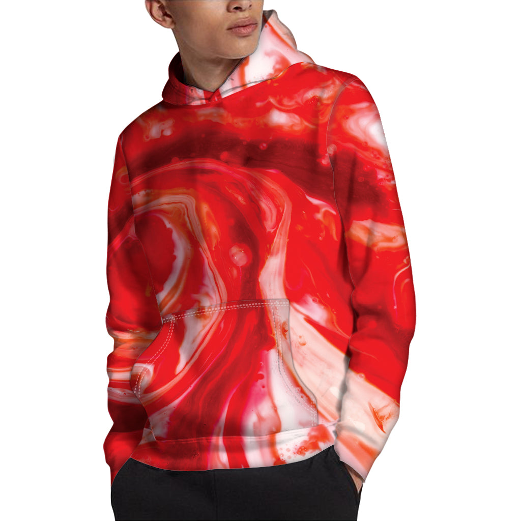 Red Acid Melt Print Pullover Hoodie