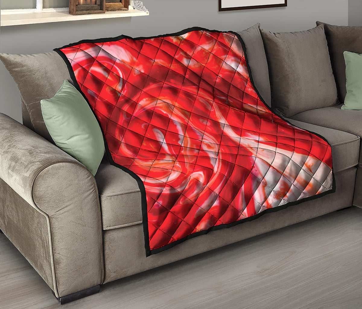 Red Acid Melt Print Quilt