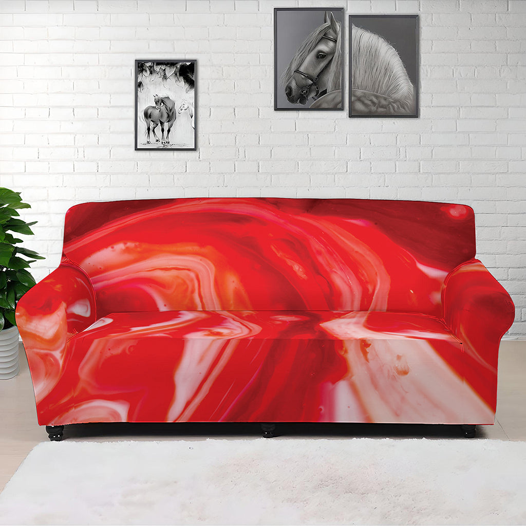 Red Acid Melt Print Sofa Cover