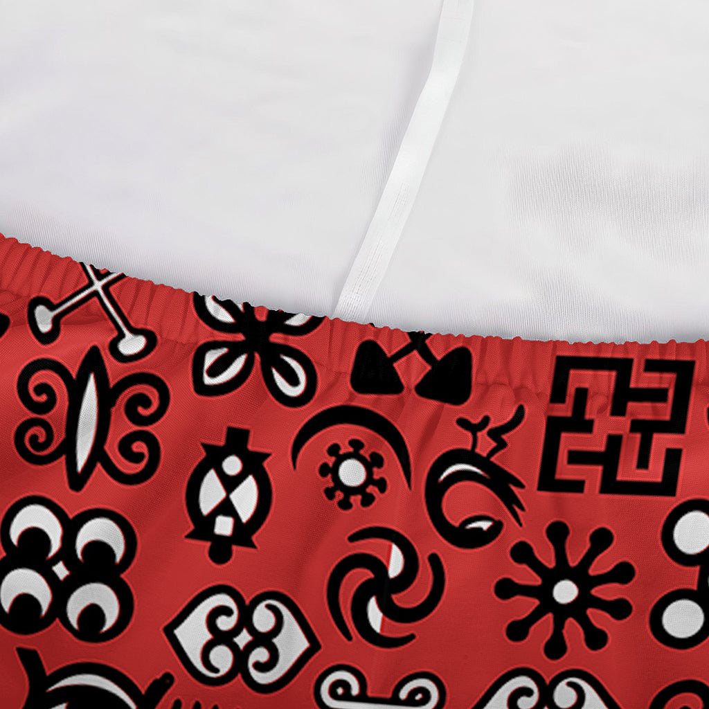 Red Adinkra Tribe Symbols Print Sofa Cover