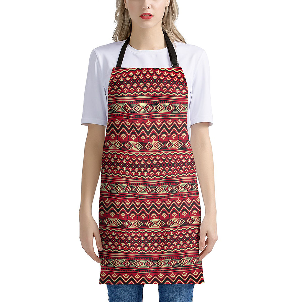 Red African Tribal Pattern Print Apron