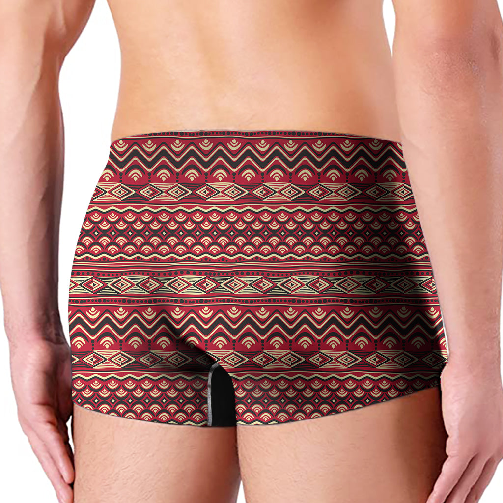 Red African Tribal Pattern Print Men's Boxer Briefs