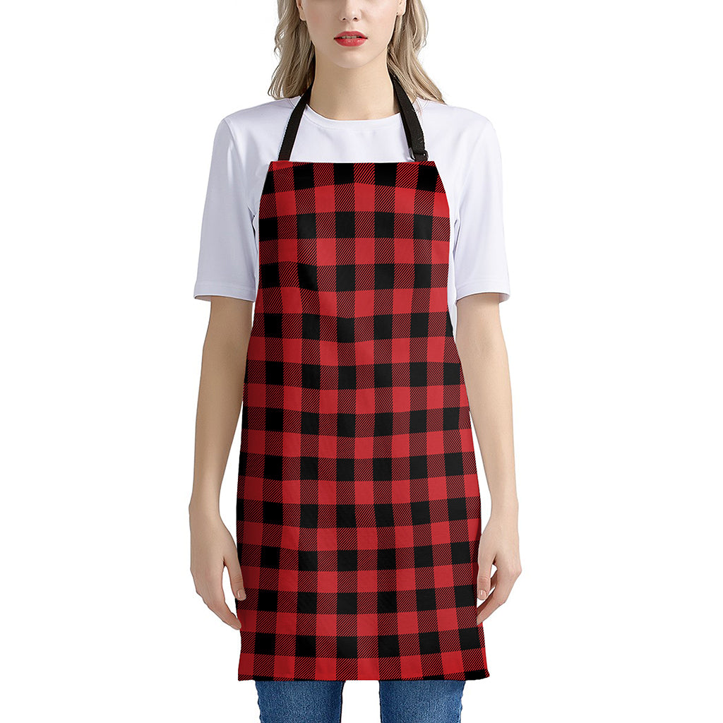 Red And Black Buffalo Check Print Apron