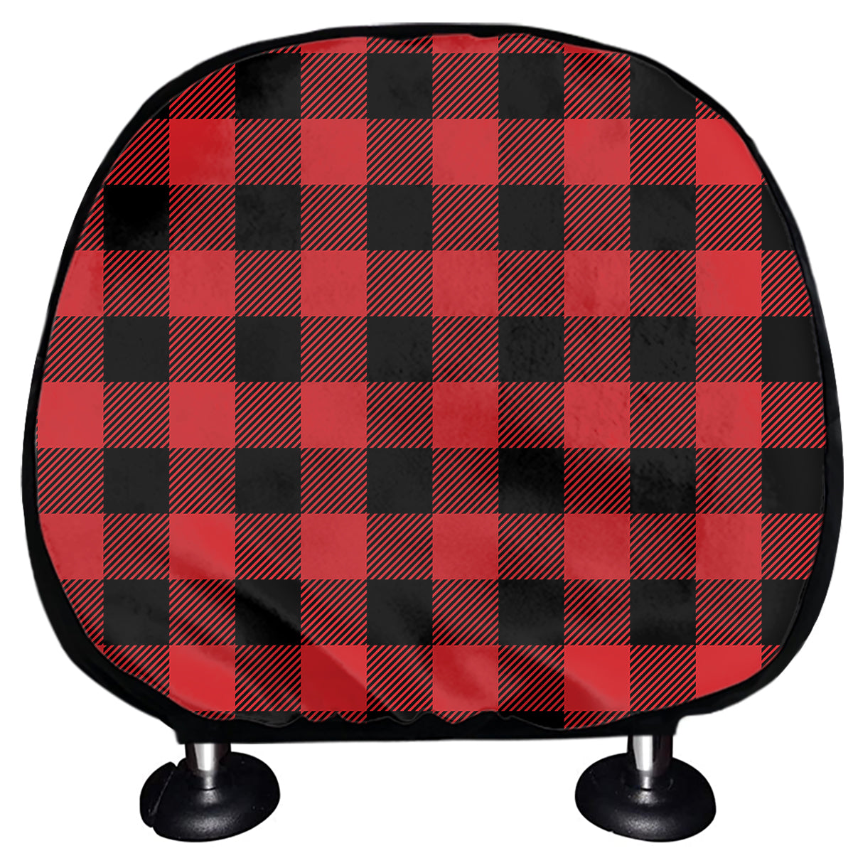 Red And Black Buffalo Check Print Car Headrest Covers