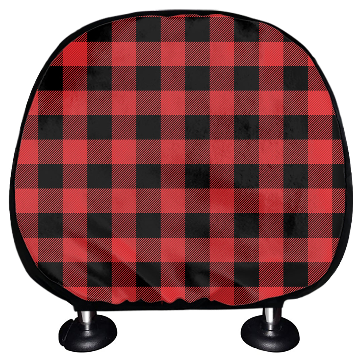 Red And Black Buffalo Plaid Print Car Headrest Covers
