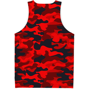 Red And Black Camouflage Print Men's Tank Top